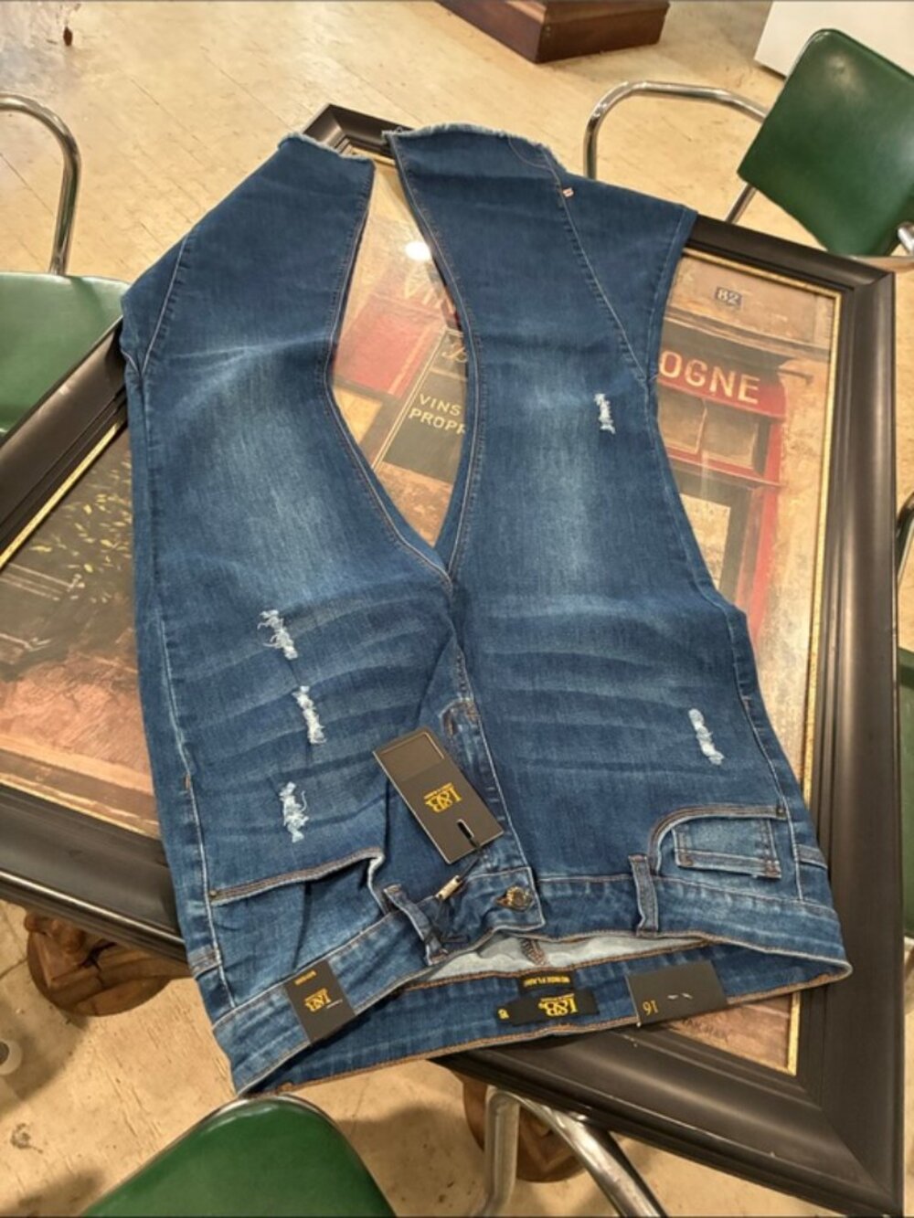 Lucky & Blessed Dark Blue Denim Flare Maxi Jeans plus size - Picture 4 of 8